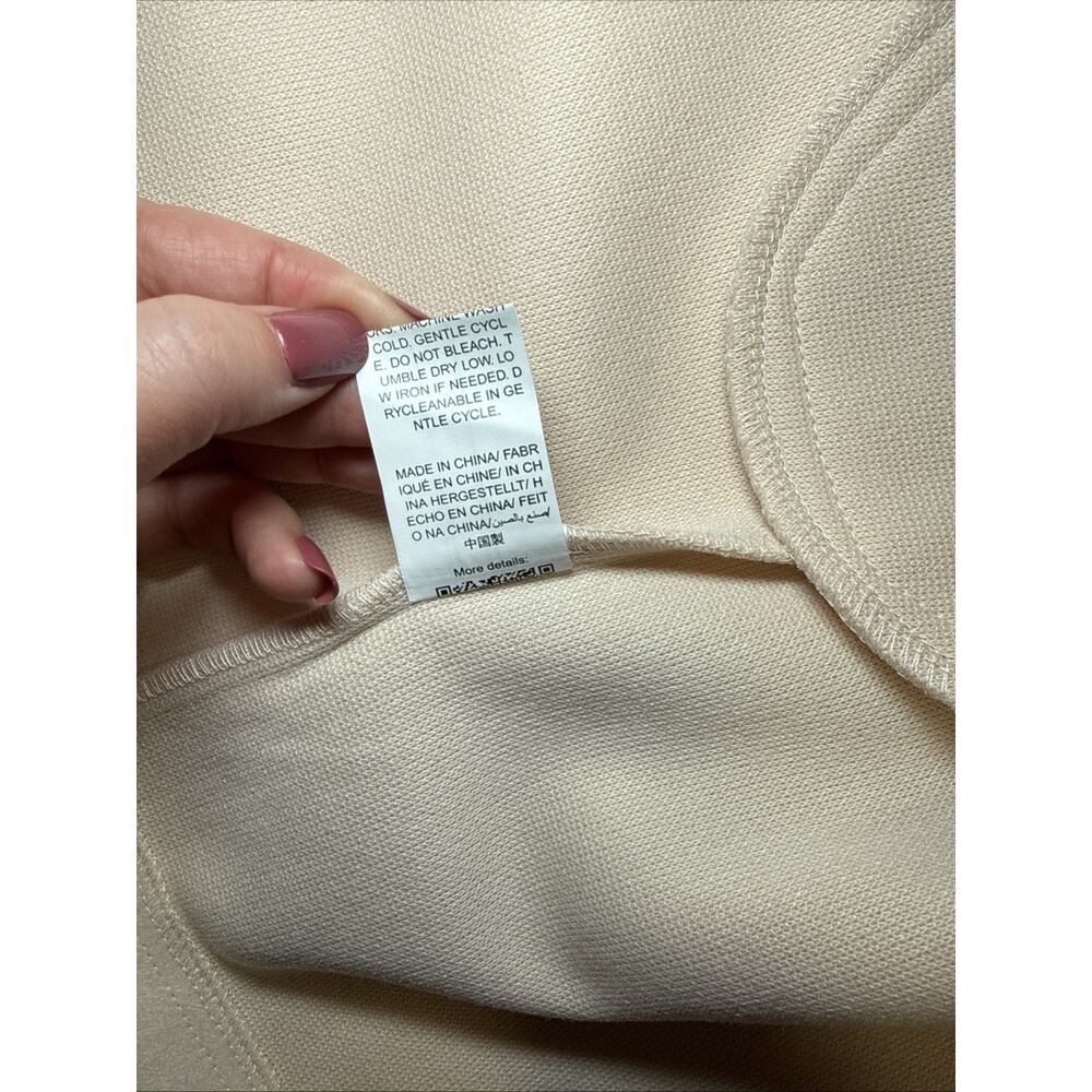 Womens Cream One Button Collared Coat Jacket Blazer Oversize Size XL Pockets EUC - Picture 9 of 13